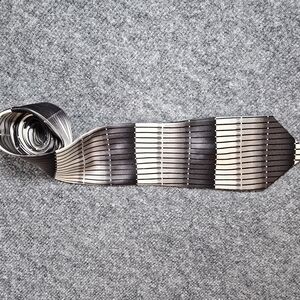 Dimoggio Mens Silk Tie Black Gray Striped Classic Office